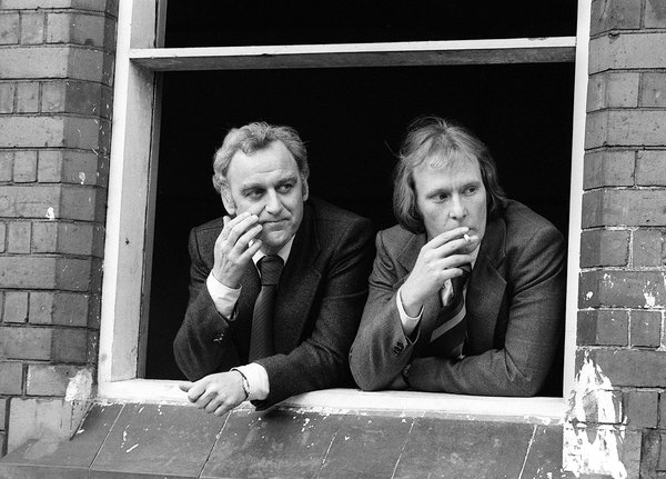John Thaw and Dennis Waterman filming for the TV series 'The Sweeney'
